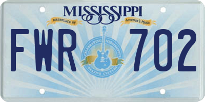 MS license plate FWR702