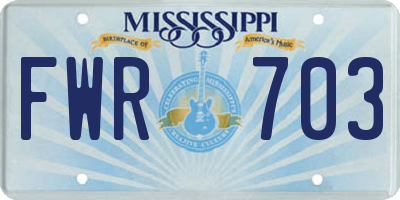 MS license plate FWR703