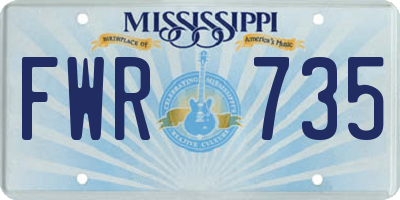 MS license plate FWR735