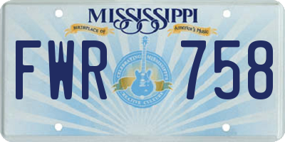 MS license plate FWR758