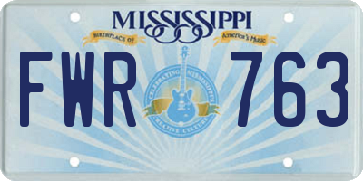 MS license plate FWR763