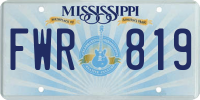 MS license plate FWR819