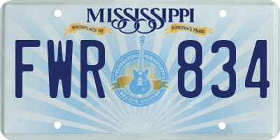 MS license plate FWR834