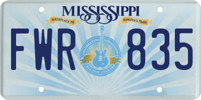 MS license plate FWR835
