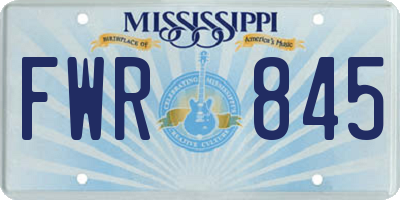 MS license plate FWR845