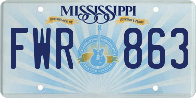 MS license plate FWR863