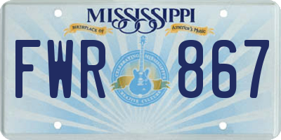 MS license plate FWR867