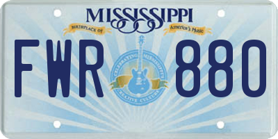 MS license plate FWR880
