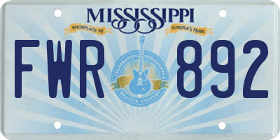 MS license plate FWR892