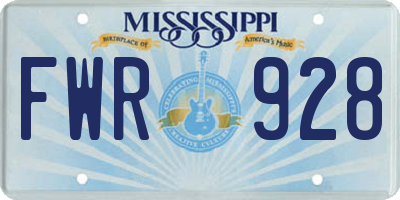 MS license plate FWR928
