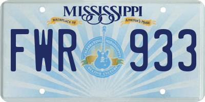 MS license plate FWR933