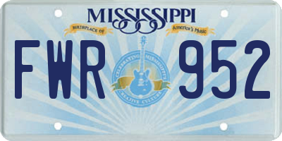 MS license plate FWR952