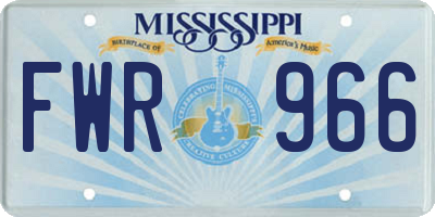 MS license plate FWR966