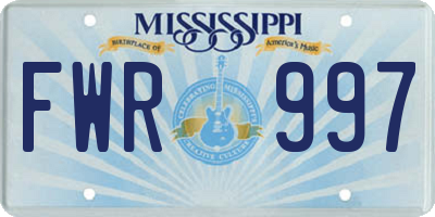 MS license plate FWR997