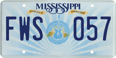 MS license plate FWS057