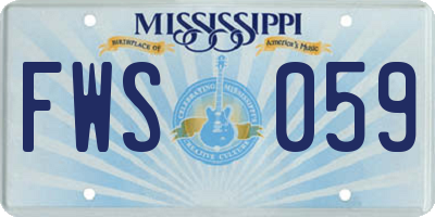 MS license plate FWS059