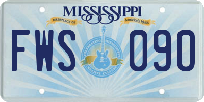 MS license plate FWS090