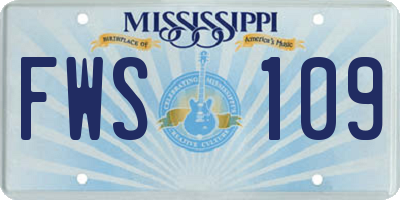 MS license plate FWS109
