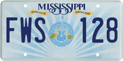 MS license plate FWS128