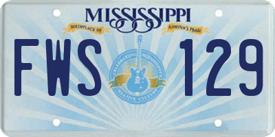 MS license plate FWS129