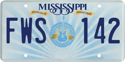 MS license plate FWS142
