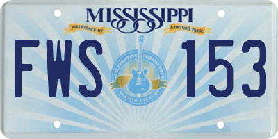 MS license plate FWS153