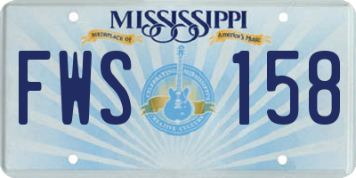 MS license plate FWS158