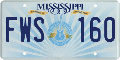MS license plate FWS160