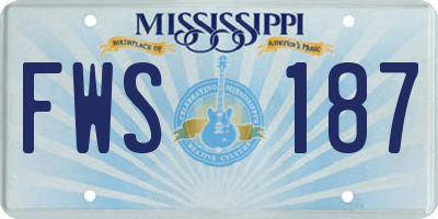 MS license plate FWS187