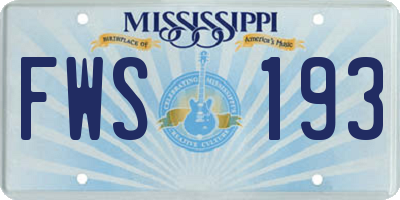MS license plate FWS193