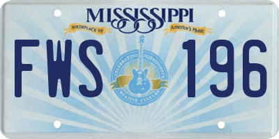 MS license plate FWS196