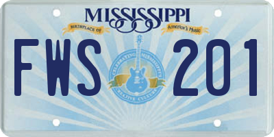 MS license plate FWS201