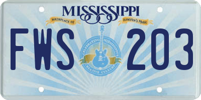 MS license plate FWS203