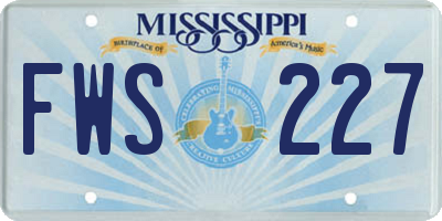 MS license plate FWS227