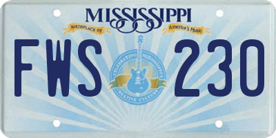 MS license plate FWS230