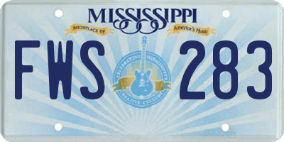 MS license plate FWS283