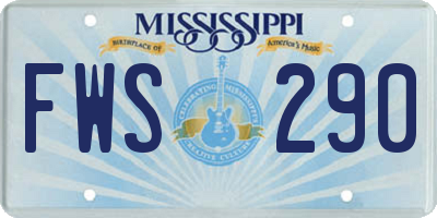 MS license plate FWS290