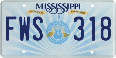 MS license plate FWS318