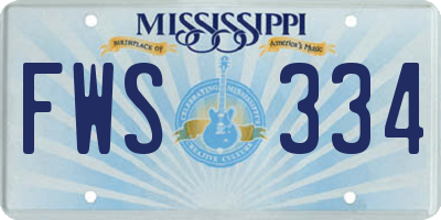 MS license plate FWS334