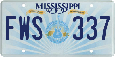 MS license plate FWS337