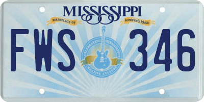 MS license plate FWS346