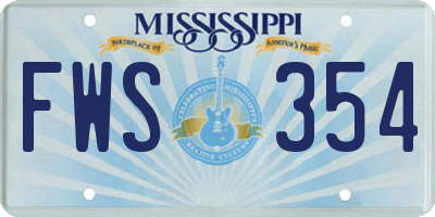 MS license plate FWS354