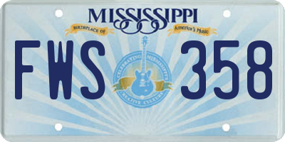 MS license plate FWS358