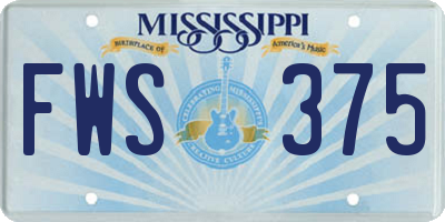 MS license plate FWS375