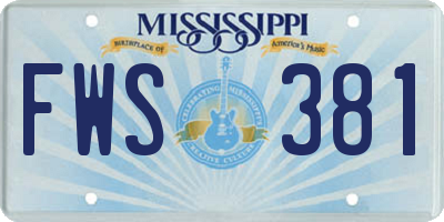 MS license plate FWS381