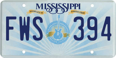 MS license plate FWS394