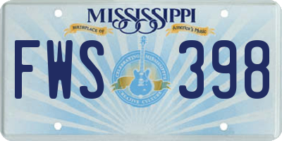 MS license plate FWS398