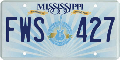 MS license plate FWS427