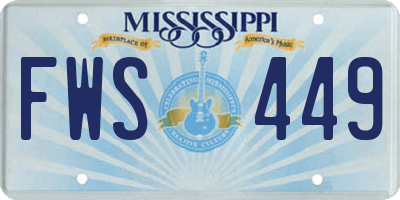 MS license plate FWS449