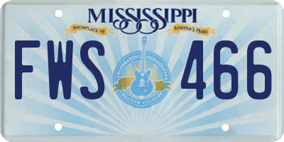 MS license plate FWS466
